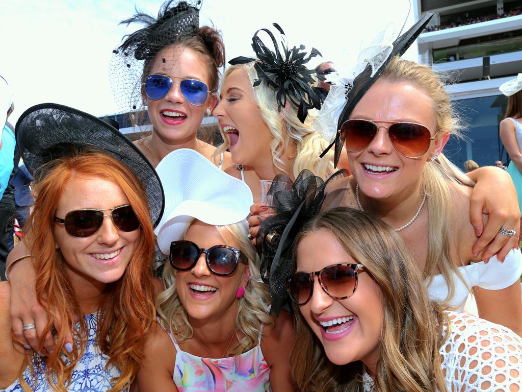 The girls from Gippsland. (Back left to right) Rebecca Alexander, Bec Cumming and Hayley Coridas. (Front left to right) Samantha McNally, Lucinda Booker and Shauna Alen. Picture: Ian Currie