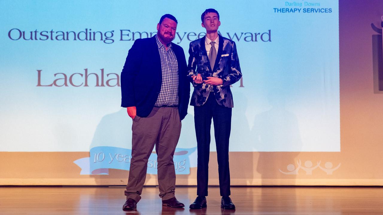 Darling Downs Therapy Services director Tim Connolly and Oustanding Employee Award winner Lachlan Duncan. Picture: MRP Images