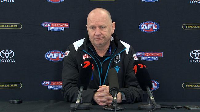 Ken Hinkley addressed the media after Port Adelaide's preliminary final loss to Sydney.