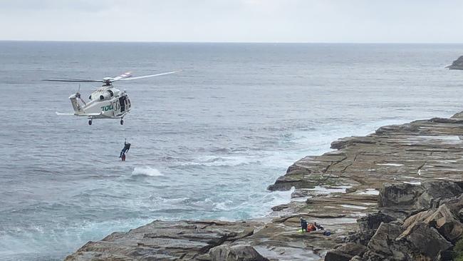 A man was trapped on the rocks near Shelly Beach. Picture: Ben James