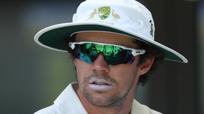 PERTH, AUSTRALIA - NOVEMBER 13: Travis Head of Australia looks on before taking to the field during day three of the International Tour match between Australia A and Pakistan at Optus Stadium on November 13, 2019 in Perth, Australia. (Photo by Paul Kane/Getty Images)