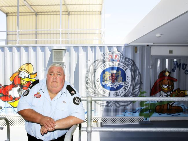 Sydney Local Health District Fire services Inspector Tom Hetherington outside RPA's new Fire simulation unit. Picture: John Appleyard