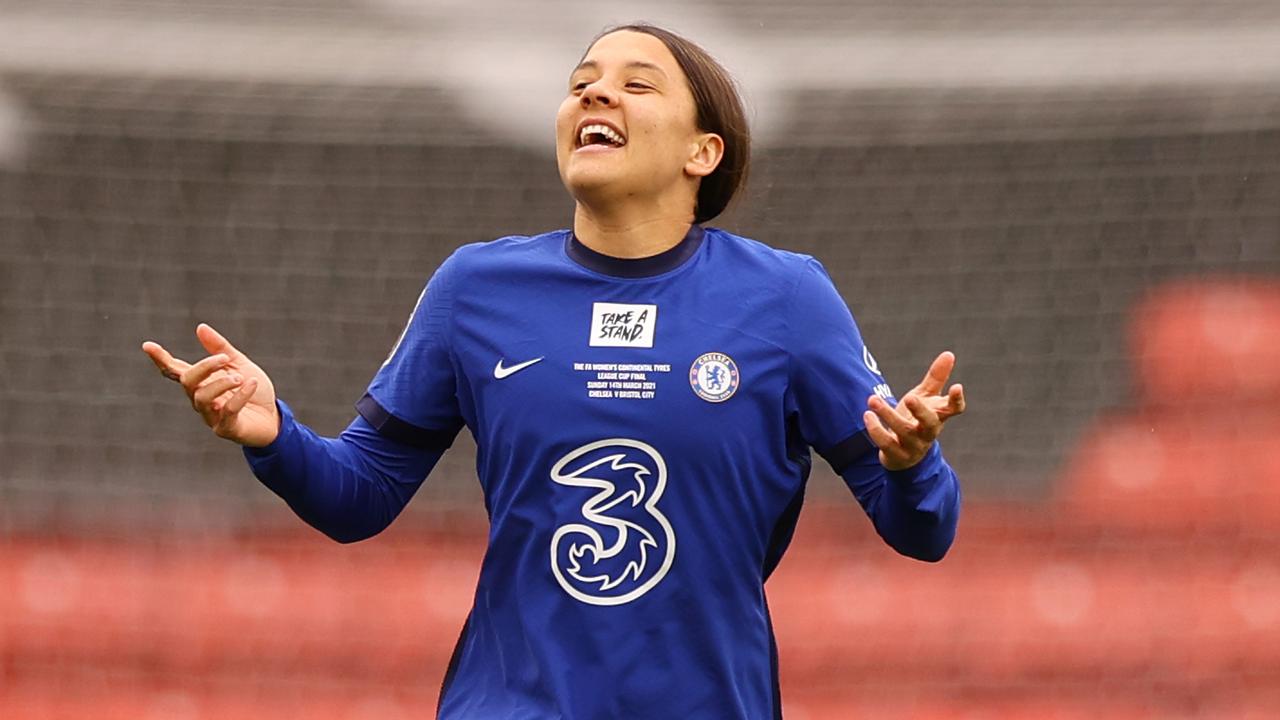 Sam Kerr scored a hat-trick in her side’s big win over Birmingham City. Photo: Getty Images