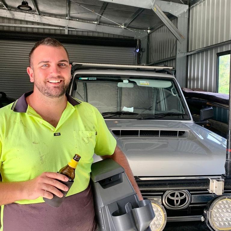 Clay originally created a drink holder for his dad’s LandCruiser before he began selling similar products to his friends. Picture: Instagram @mulletmods.