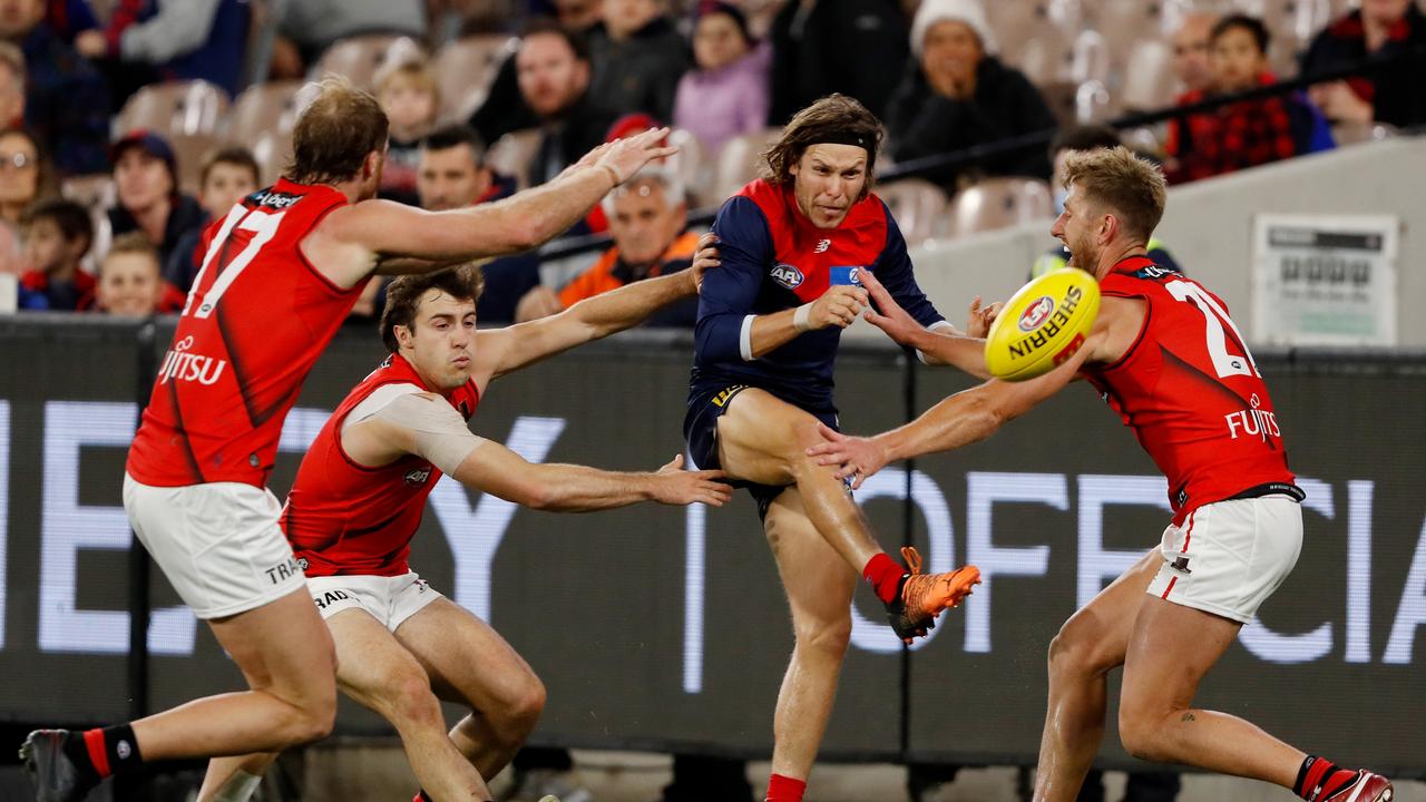 Ed Langdon kicks this miracle goal. Picture: Getty Images