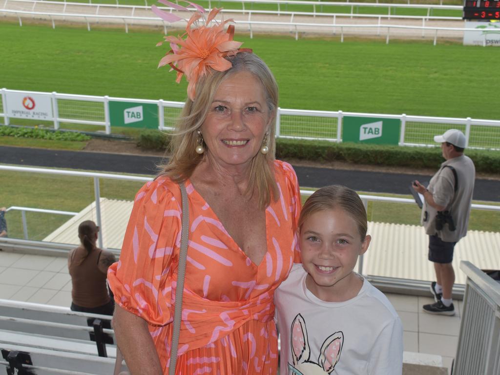 Jalaine Turnbull and her granddaughter Clarah Turnbull at Ipswich Turf Club. Picture: Grace Koo