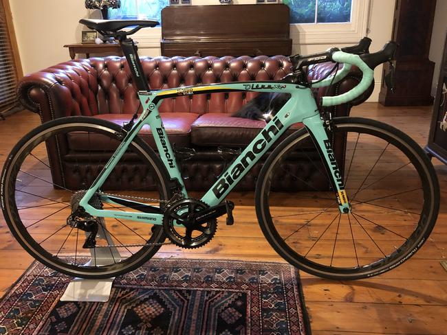 Chris Harper’s stolen road bike - a Bianchi Oltre XR4. Picture: Supplied.