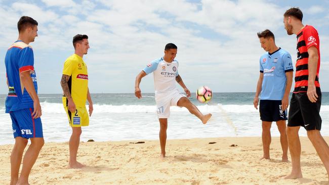 Tim Cahill in enemy territory at Maroubra Beach.