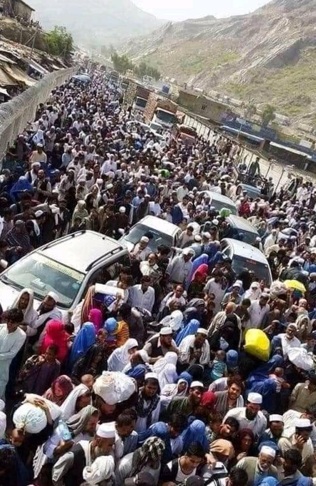 Chaotic scenes in Kabul in August as people desperate to escape flee to the airport as they try to escape the Taliban takeover. Picture: Supplied