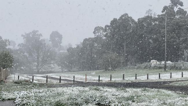 Snow is falling in Ballarat on Friday, September 25.