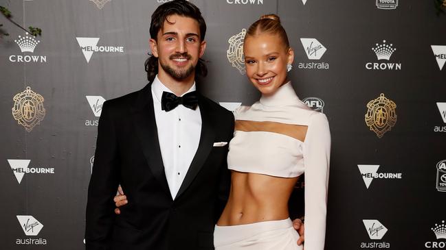 Josh Daicos and Annalise Dalins at last year’s Brownlow Medal count. Picture: Getty