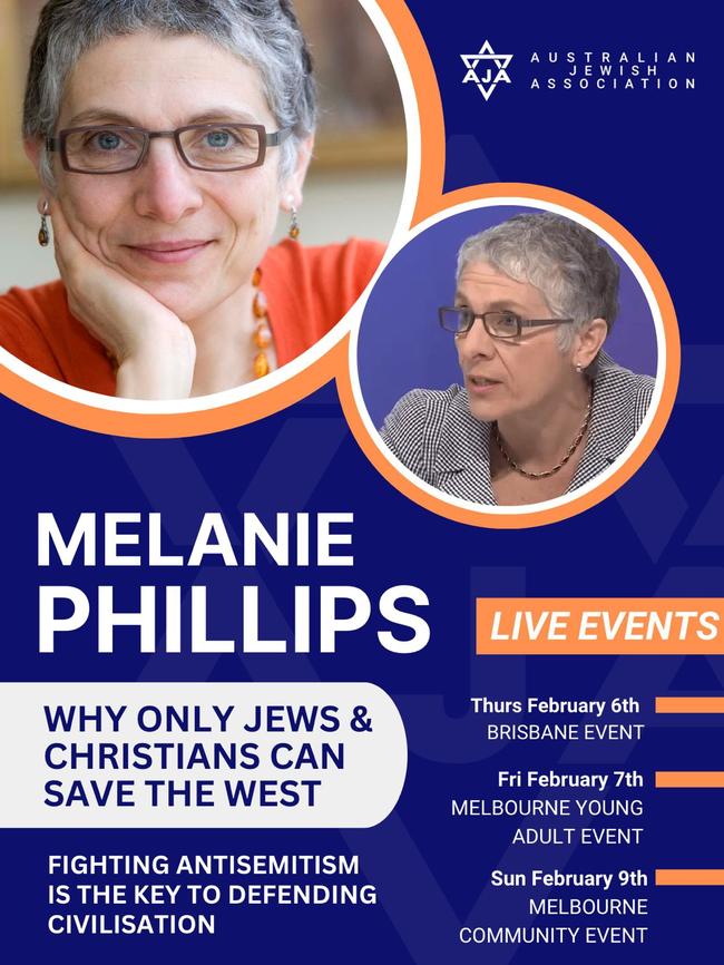 Flyers for the Australian Jewish Association's evening with speaker, Melanie Phillips.