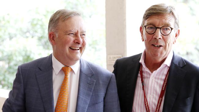 Anthony Albanese with ex-Nine journalist Lane Calcutt. Picture: Josh Woning