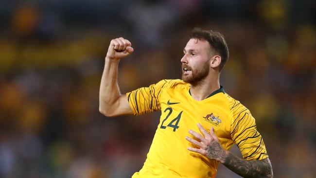 SYDNEY, AUSTRALIA – NOVEMBER 20: Martin Boyle of Australia celebrates scoring a goal during the International Friendly Match between the Australian Socceroos and Lebanon at ANZ Stadium on November 20, 2018 in Sydney, Australia. (Photo by Cameron Spencer/Getty Images)