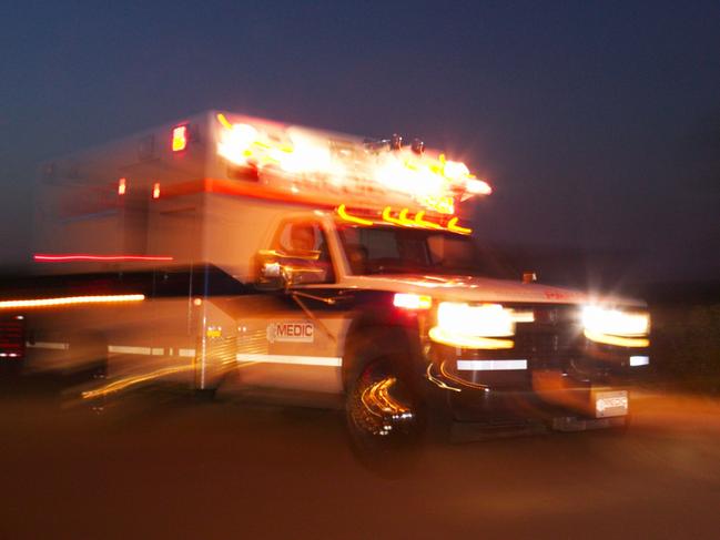Motion blur of speeding ambulance