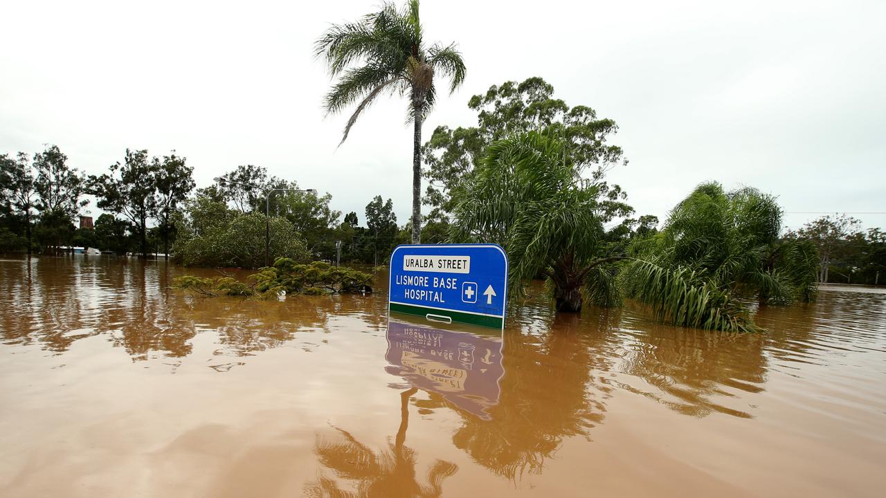 The streets of Lismore including the CBD have been inundated with floodwater after the Wilson River overtopped the flood levee. Picture: Nathan Edwards