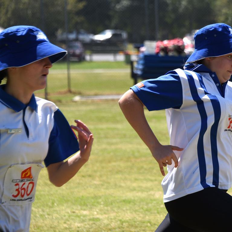 160 McKenzie Hinton, 360 April Davis in action at the Mudgeeraba little athletics competition. (Photo/Steve Holland)