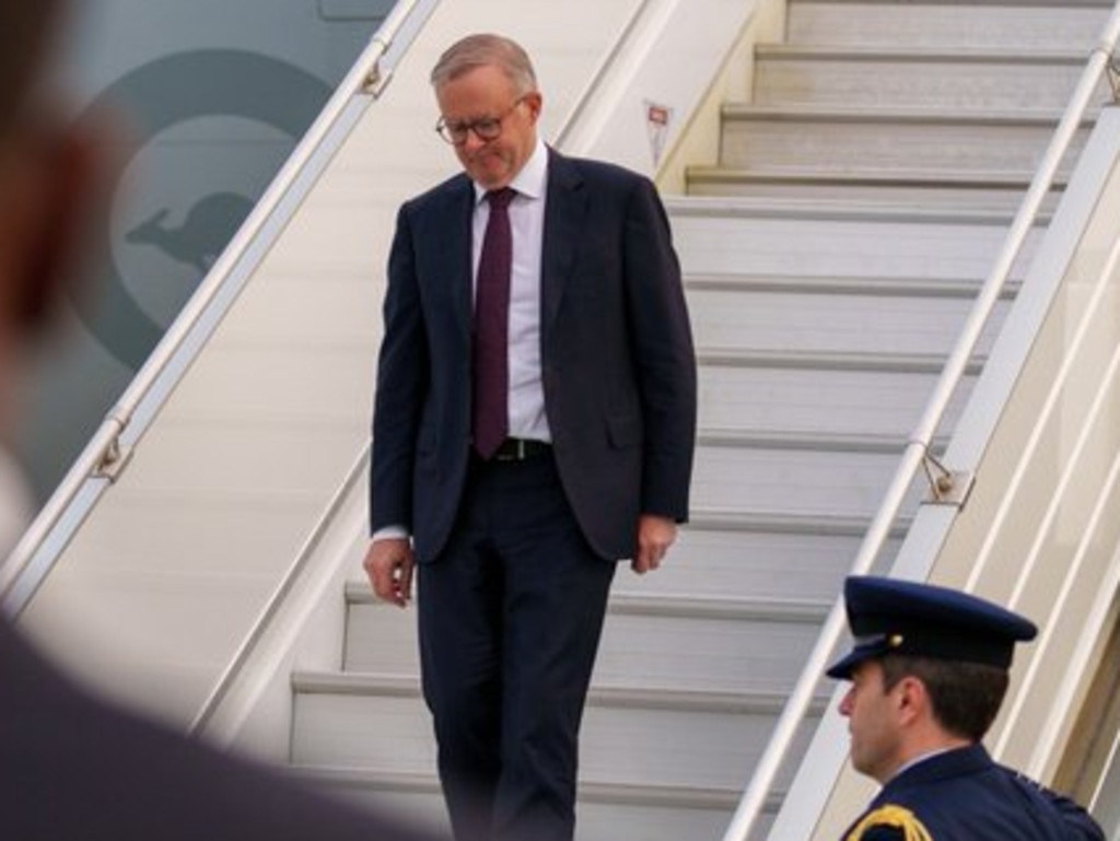 Anthony Albanese landed in San Diego on Sunday ahead of the trilateral announcement at a naval base alongside US President Joe Biden and UK Prime Minister Rishi Sunak.