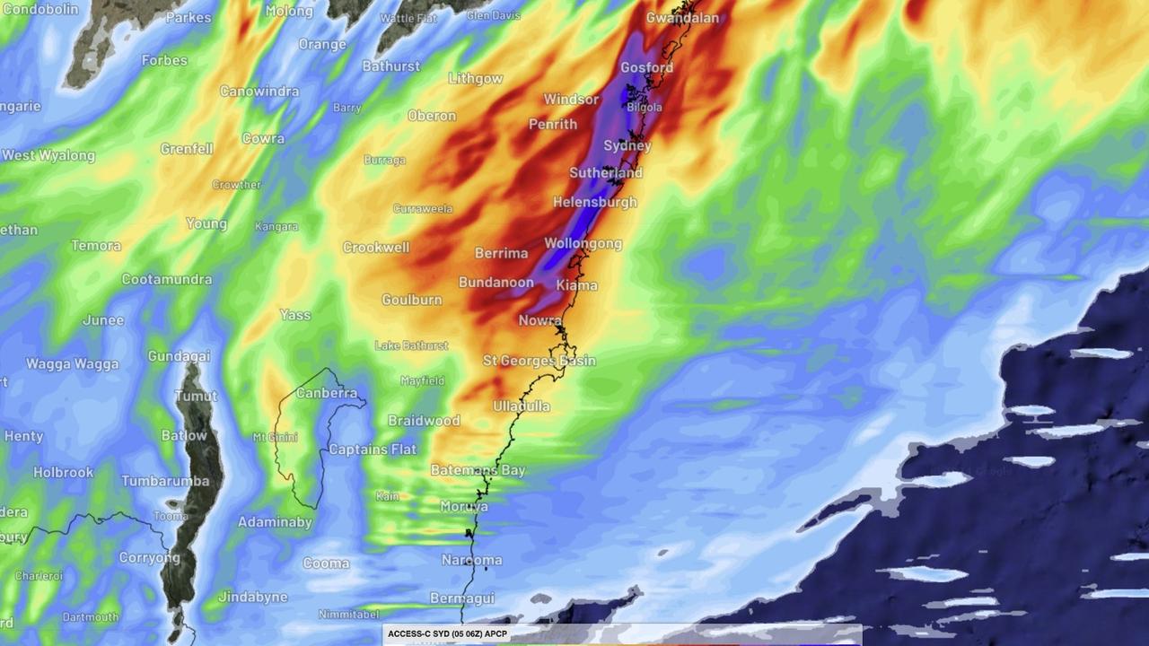 Thousands of people in NSW have been urged to evacuated after the state was smashed by a month’s worth of rain over Friday, with more continuing over Saturday morning. Picture: Supplied / Weatherzone