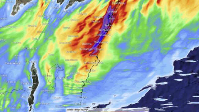 Thousands of people in NSW have been urged to evacuated after the state was smashed by a month’s worth of rain over Friday, with more continuing early Saturday morning. Picture: Weatherzone