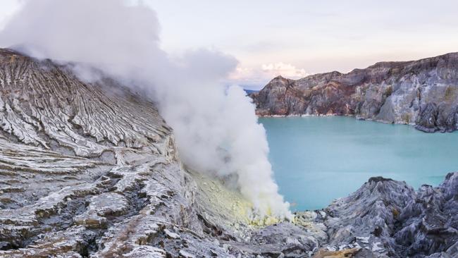 The Ijen volcano complex in the Banyuwangi Regency of East Java, Indonesia.