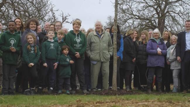 Sir David Attenborough plants tree to open woodland in honour of late ...