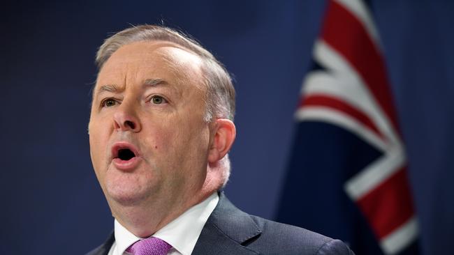 Labor leadership contender and member for Grayndler Anthony Albanese speaks to the media in Sydney, Monday, May 27, 2019. Albanese is currently running unopposed for the Labor leadership after Jim Chalmers announced he would not run. (AAP Image/Joel Carrett) NO ARCHIVING