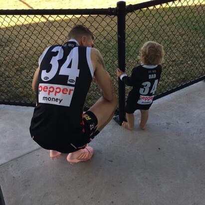 St Kilda's Matty Parker with son, Matty Jnr. Picture: Instagram