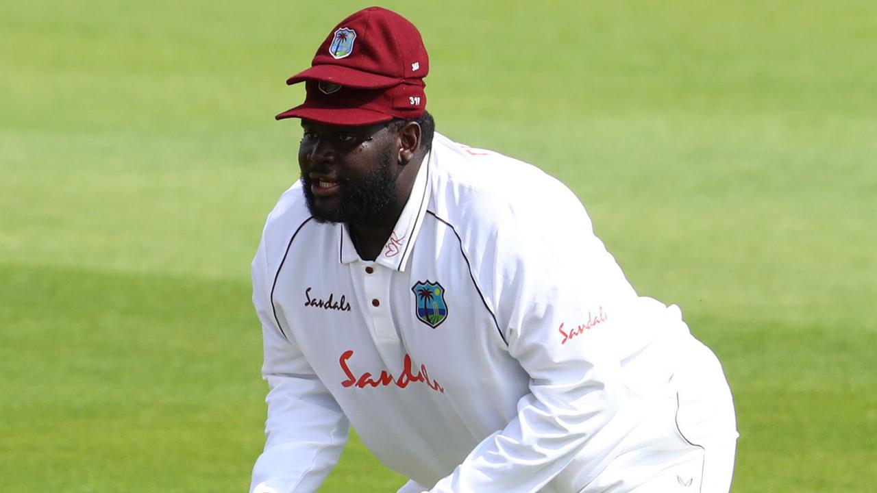 Rahkeem Cornwall of West Indiestook a brilliant slips catch.