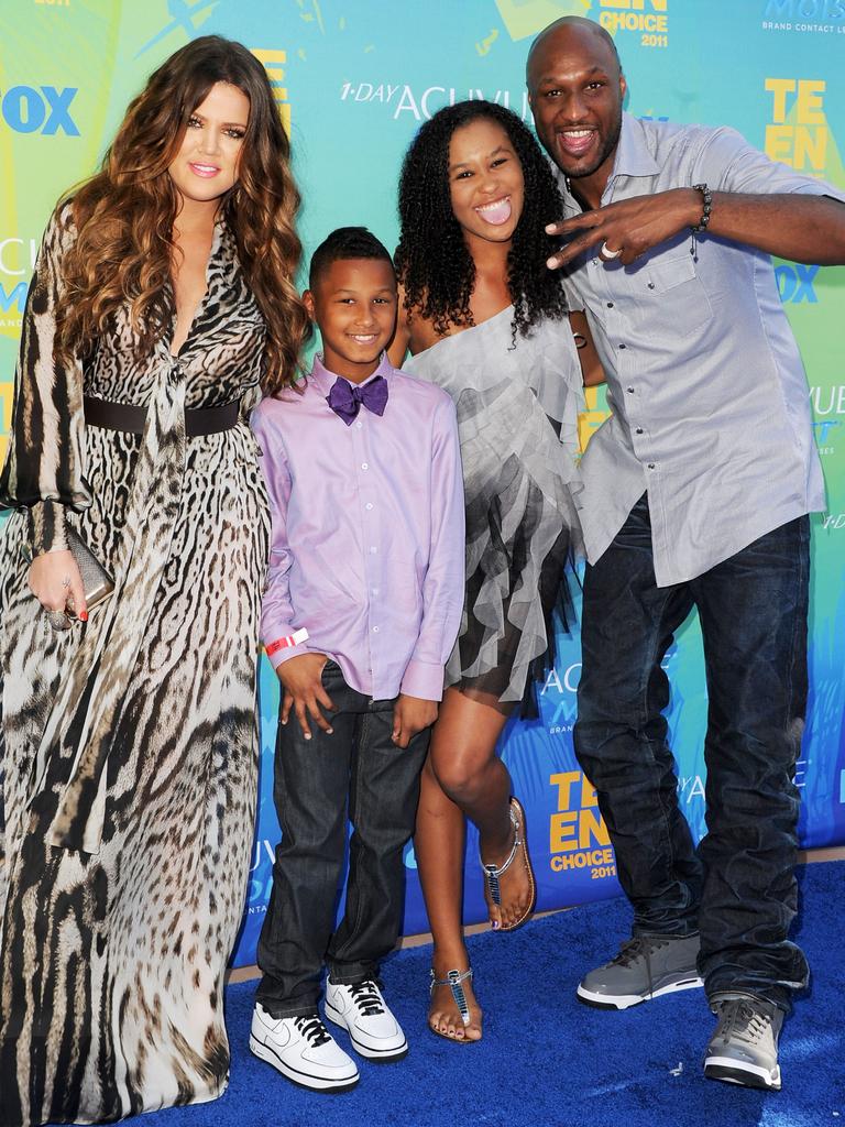 Khloe Kardashian, Lamar Jr, Destiny and Lamar Odom arrive at the 2011 Teen Choice Awardson August 7, 2011 in California. Picture: Getty