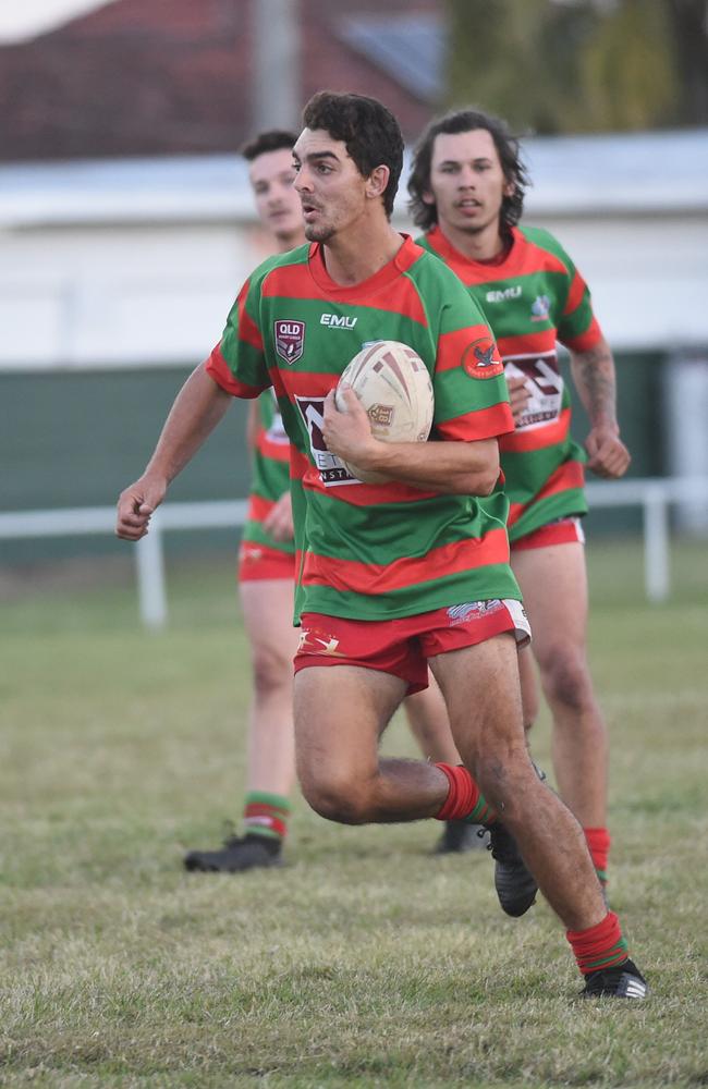 A Grade mens Bundaberg Rugby League - Wallaroos (Blue) v Seagulls (Green) - Dion Bunyan.