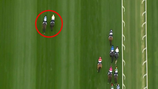 Major Beel keeps Pride Of Jenni posted wide early in the Group 1 King Charles III Stakes.