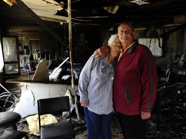 <span id="U602472891440MNB" style="letter-spacing:0.0em;">GONE: Bronwyn McDougall and husband Barry, the Wasleys Bowling Club president, survey the damage.</span> Picture: Mark Brake