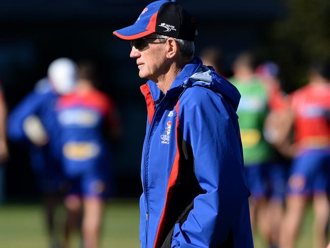 Former Knights coach Wayne Bennett during Newcastle training.