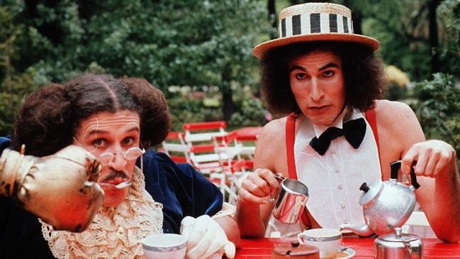 Grahame Bond, left, as Aunty Jack and Rory O'Donoghue as Thin Arthur in the Aunty Jack Show.