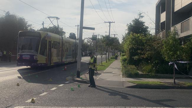 Police collect evidence from the scene on Wattletree Rd. Picture: Laura Placella