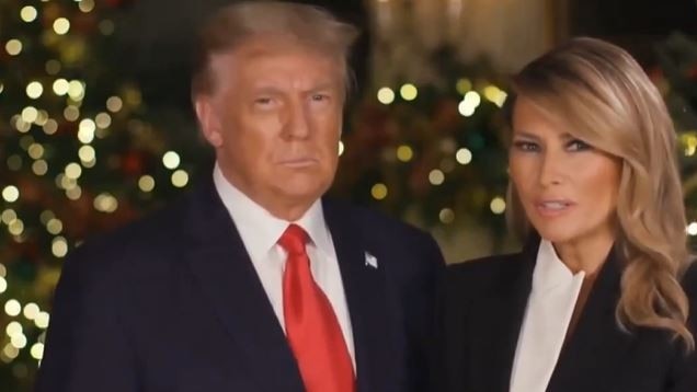 Mr Trump also featured in a traditional Christmas message with wife Melania.