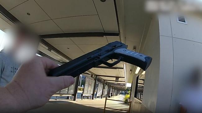 The imitation handgun seized by police from a 14-year-old Pacific Pines boy at Helensvale station.