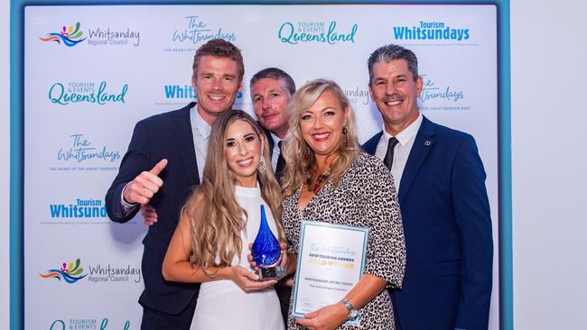 The team from Whitsunday Jetski Tours who walked away with a gold and a bronze award at the Whitsunday Tourism Awards,  winning gold in the Tour and Transport Operators category and bronze in the Adventure Tourism category.