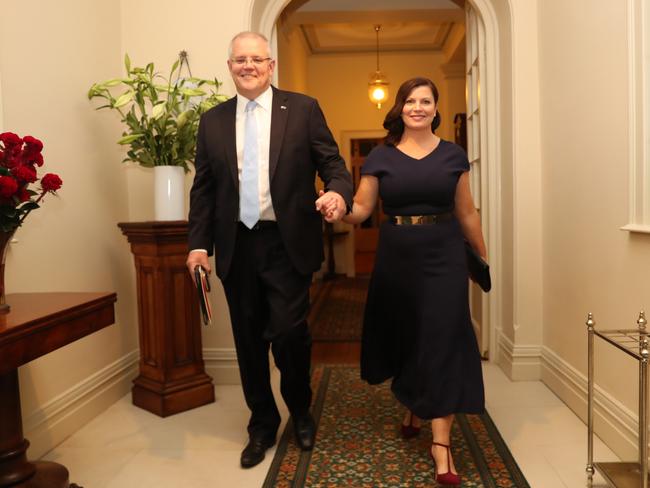 Scott and Jenny Morrison on election night. Picture: Adam Taylor