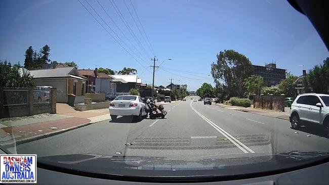 The woman was shown back on her feet as motorists pulled over to assist her. Picture: Facebook/ Dashcam Owners Australia