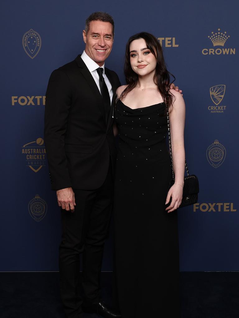 Michael Bevan will also be inducted into the Australian Cricket Hall of Fame - with daughter Milly. Photo by Graham Denholm/Getty Images for Cricket Australia)