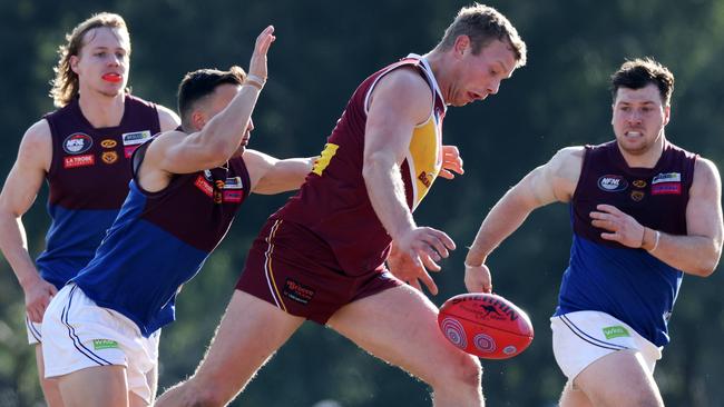 Alden Meale in action for Lower Plenty. Picture: George Salpigtidis