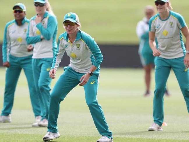 Beth Mooney during a training session in Christchurch ahead of the World Cup final. Picture: Getty Images