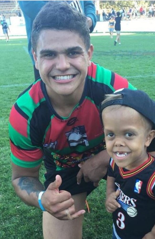 Quaden Bayles with Latrell Mitchell.