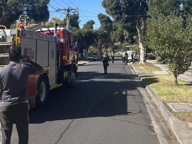 A disabled school bus carrying five students has been involved in a collision on Monday morning, February 17, 2025 in Clayton. Picture: Oscar Jaeger.