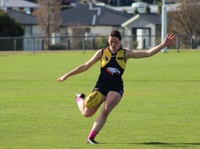 SFLW Community League - Action from Sorell v St Virgils during the annual Pink Sock-Carolyn Birch Memorial Match. Picture: Jake Garland