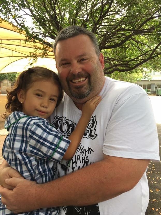 Jason 'Buddy' Miller, 48, with his daughter Jhayda, 7, before he suffered severe sepsis. Picture: Supplied.