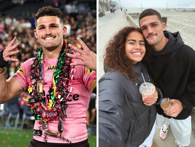 Nathan Cleary has been tipped to move to England to be closer to partner Mary Fowler. Image: Getty/Instagram