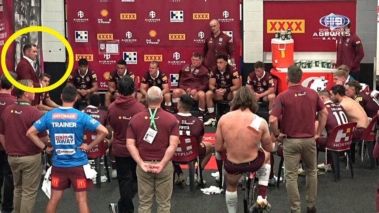 Cameron Smith addressing the troops. Photo: Nine.